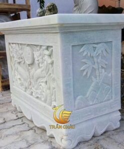 Bàn Lễ Đá Chạm Rồng Đá Trắng Nguyên Khối
