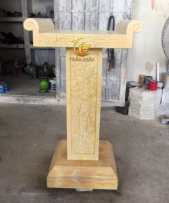 Bàn Thờ Đá Cẩm Thạch Vàng Nguyên Khối
