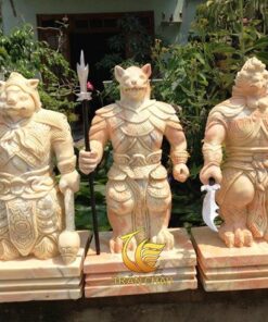 Bộ Tượng 12 Con Giáp Đá Cẩm Thạch Vàng