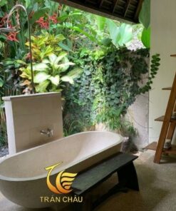 Bồn Tắm Oval Đá Cẩm Thạch Trắng