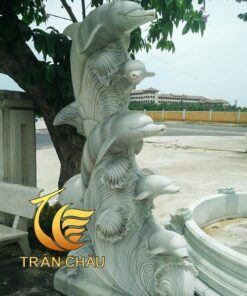 Cá Heo Bằng Đá Cẩm Thạch Trắng Vân Mây