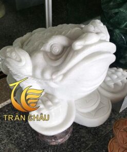 Cóc Ba Chân Bằng Đá Trắng Nguyên Khối