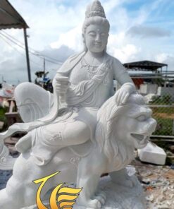 Giá Mâu Tượng Văn Thù Bồ Tát Và Phổ Hiền Bồ Tát Đá Cẩm Thạch
