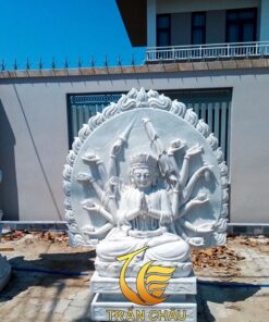 Phật Bà Quan Âm Nghìn Mắt Nghìn Tay Đá Trắng Vân Mây