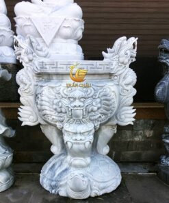 Lư Hương Bằng Đá Cẩm Thạch Trắng Vân Mây