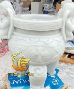 Lư Hương Công Giáo Nhỏ Bằng Đá Trắng Nguyên Khối
