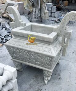 Lư Hương Đá Chạm Tứ Linh Đá Tự Nhiên Nguyên Khối