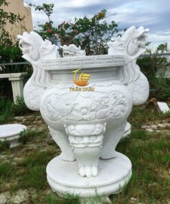 Lư Hương Đá Trắng Nguyên Khối