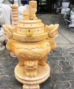Lư Hương Nhỏ Đá Cẩm Thạch Nguyên Khối