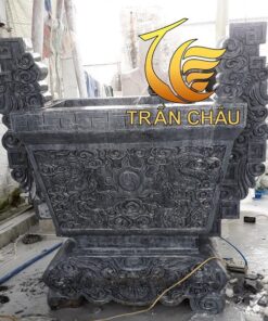 Lư Hương Vuông Đá Đen Nguyên Khối Cao Cấp