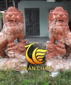 Mẫu Sư Tử Đá Granite Đỏ Đá Mỹ Nghệ
