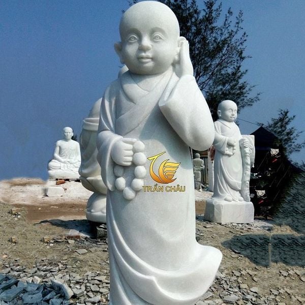 Tượng Chú Tiểu An Nhiên Đá Cẩm Thạch