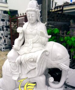 Mẫu Tượng Phổ Hiền Bồ Tát Cưỡi Voi Đá Trắng Vân Mây