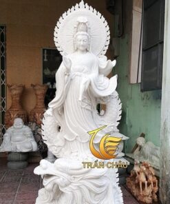 Phật Bà Quan Âm Bồ Tát Đá Đứng Cưỡi Rồng Đẹp