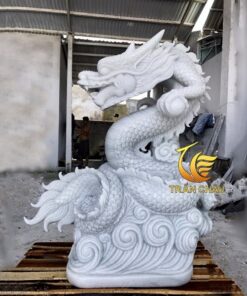 Rồng Bằng Đá Cẩm Thạch Trắng Nguyên Khối