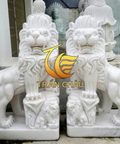 Sư Tử Trắng Để Cổng Bằng Đá Mỹ Nghệ