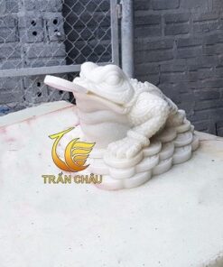 Thiềm Thừ Đá Cẩm Thạch Trắng Nguyên Khối