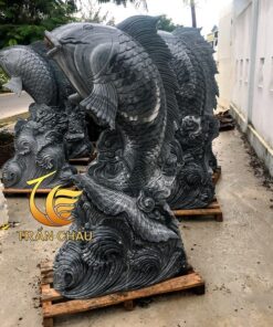 Tượng Cá Chép Phong Thủy Đá Đen Nguyên Khối