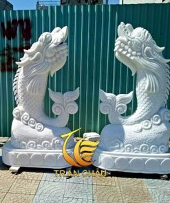 Tượng Cá Chép Vượt Vũ Môn Đá Nguyên Khối Đẹp