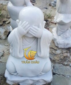 Tượng Chú Tiểu Tam Không Đá Trắng Tự Nhiên