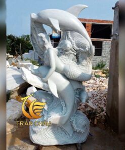 Tượng Cô Gái Cá Heo Đá Đẹp