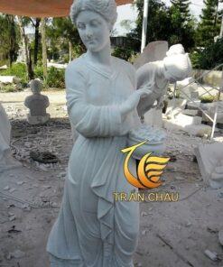 Tượng Cô Gái Vác Vò Đá Tự Nhiên Nguyên Khối