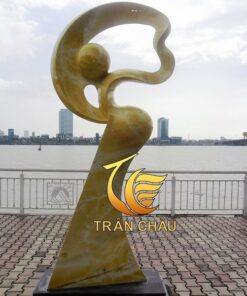 Tượng Đá Nghệ Thuật Đá Cẩm Thạch Vàng Nguyên Khối