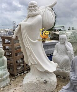 Tượng Đạt Ma Khất Thực Đá Trắng Cẩm Thạch