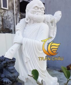 Tượng Đạt Ma Phong Thủy Đá Trắng Nguyên Khối