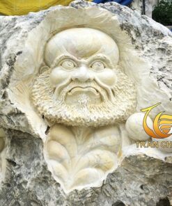 Tượng Đạt Ma Sư Tổ Bán Thân Điêu Khắc Từ Đá Cẩm Thạch Vàng