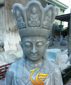 Tượng Địa Tạng Vương Bồ Tát Đá Xám Nguyên Khối