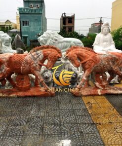 Tượng Ngựa Đá Đỏ Cẩm Thạch Đẹp