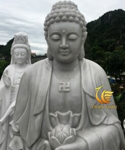Tượng Phật A Di Đà Đá Xám Nguyên Khối