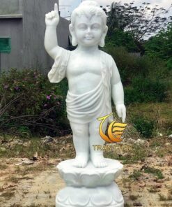 Tượng Phật Đản Sanh Mini Đá Trắng Nguyên Khối