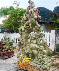 Tượng Phật Di Lặc Đá Xanh Ngồi Gốc Tùng