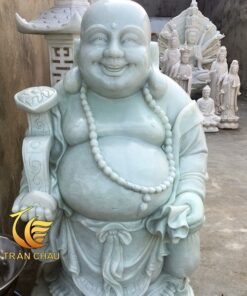 Tượng Phật Di Lặc Nhỏ Cầm Gậy Như Ý Đá Đẹp