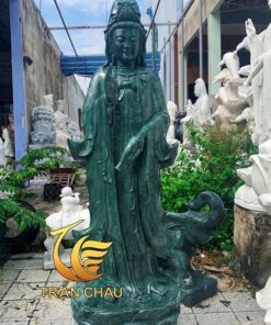 Tượng Phật Mẹ Quan Âm Đá Cẩm Thạch Xanh