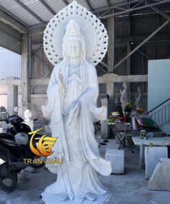 Tượng Phật Quan Âm Đá Nguyên Khối Sản Xuất Tại Xưởng