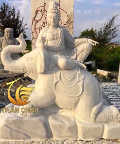 Tượng Phổ Hiền Bồ Tát Đá Cẩm Thạch Trắng