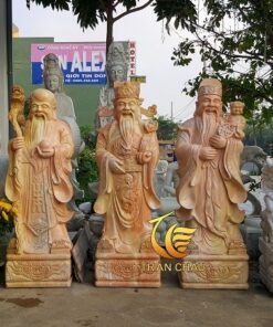 Tượng Phúc Lộc Thọ Đẹp Đá Cẩm Thạch Vàng Tại Đà Nẵng