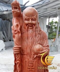 Tượng Phước Lộc Thọ Bằng Đá Đỏ Granite Nguyên Khối