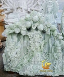 Tượng Phước Lộc Thọ Đá Xám Nguyên Khối