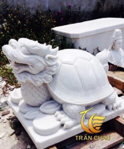 Tượng Rùa Đầu Rồng Trắng Đá Mỹ Nghệ Tại Đà Nẵng
