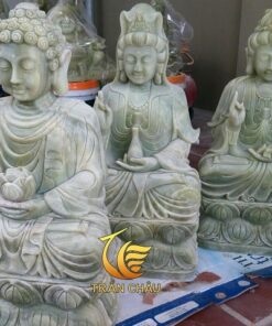Tượng Tam Thế Phật Ngồi Đá Xanh Cao Cấp