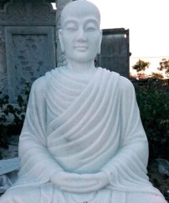 Tượng Thập Đại Đệ Tử Ngồi Bằng Đá Trắng Vân Mây