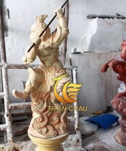 Tượng Tôn Ngộ Không Đá Cẩm Thạch Vàng