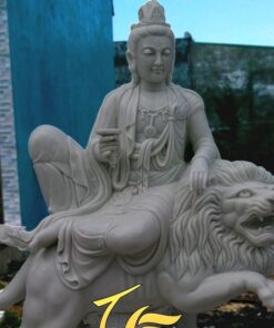 Tượng Văn Thù Bồ Tát Và Phổ Hiền Bồ Tát Đá Xám Nguyên Khối