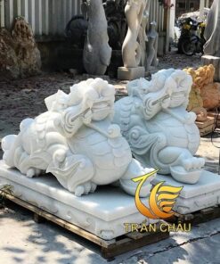 Tỳ Hưu Đá Cẩm Thạch Trắng Nguyên Khối